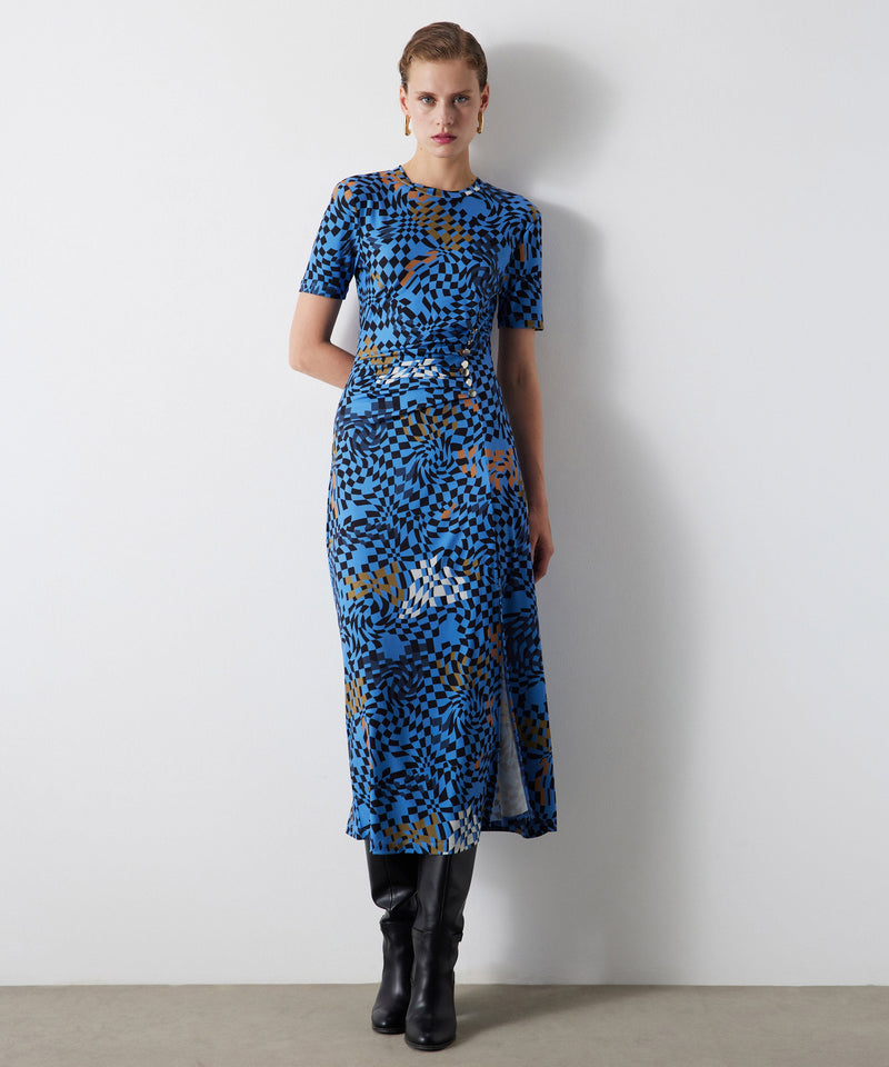 Ipekyol Geometric Pattern Midi Dress Blue