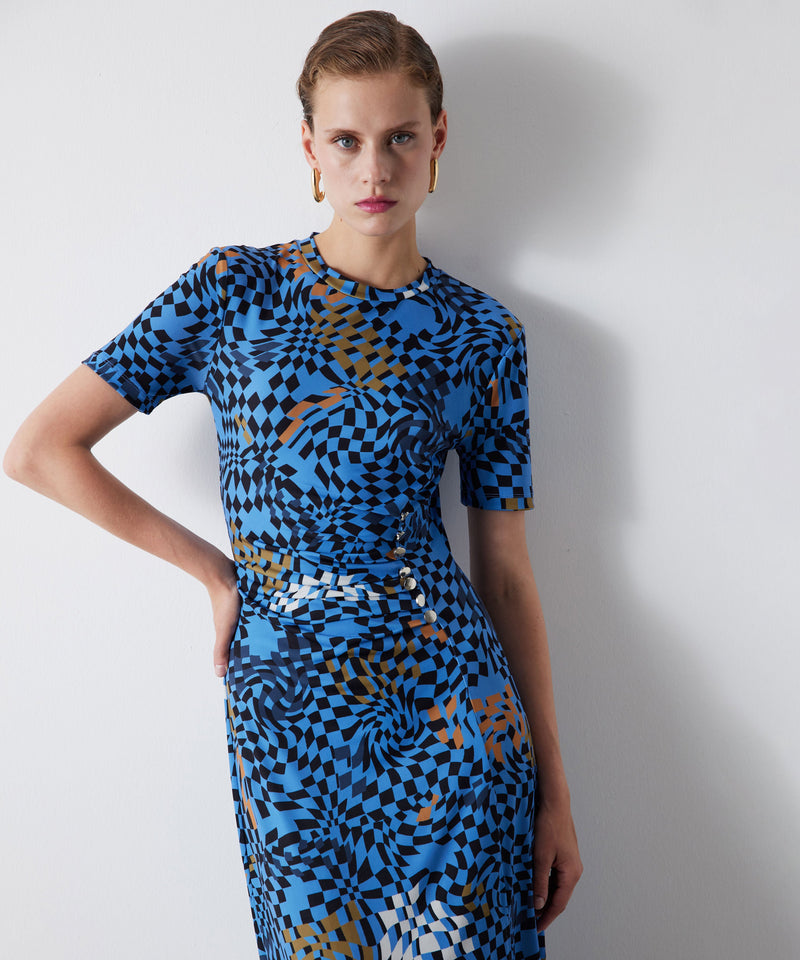 Ipekyol Geometric Pattern Midi Dress Blue