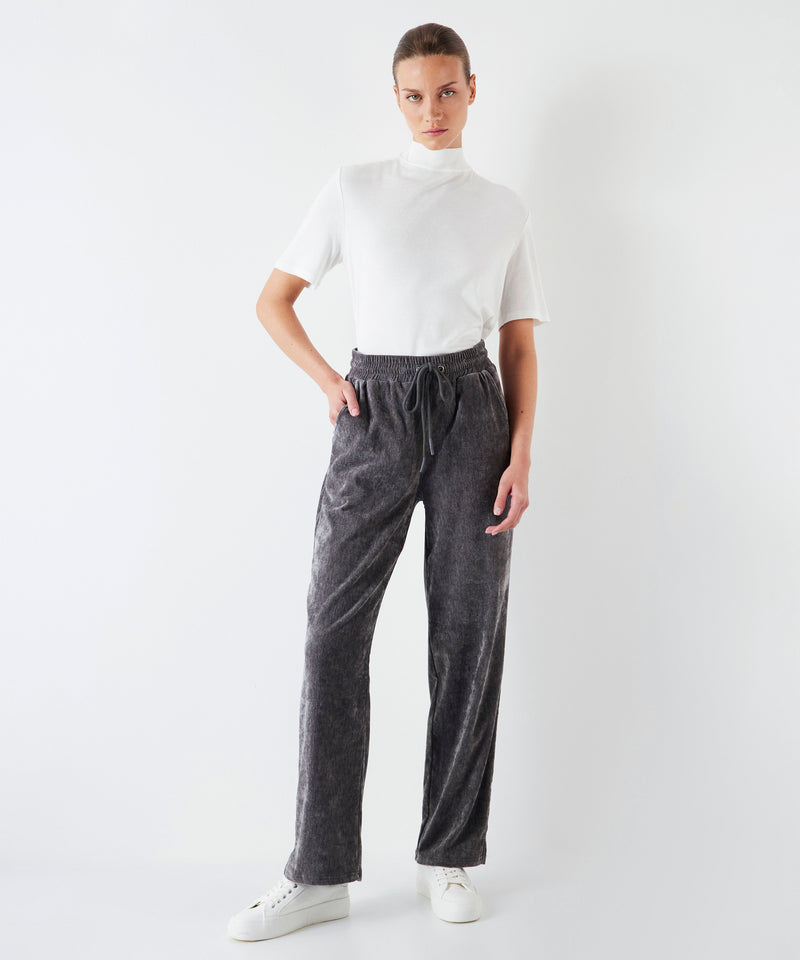 Ipekyol Relaxed Fit Trousers With Velvet Look Grey Melange