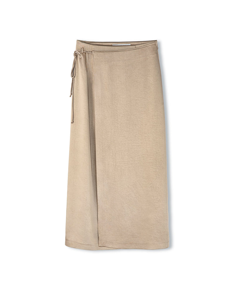 Ipekyol Wrapover Detail Satin Skirt Natural