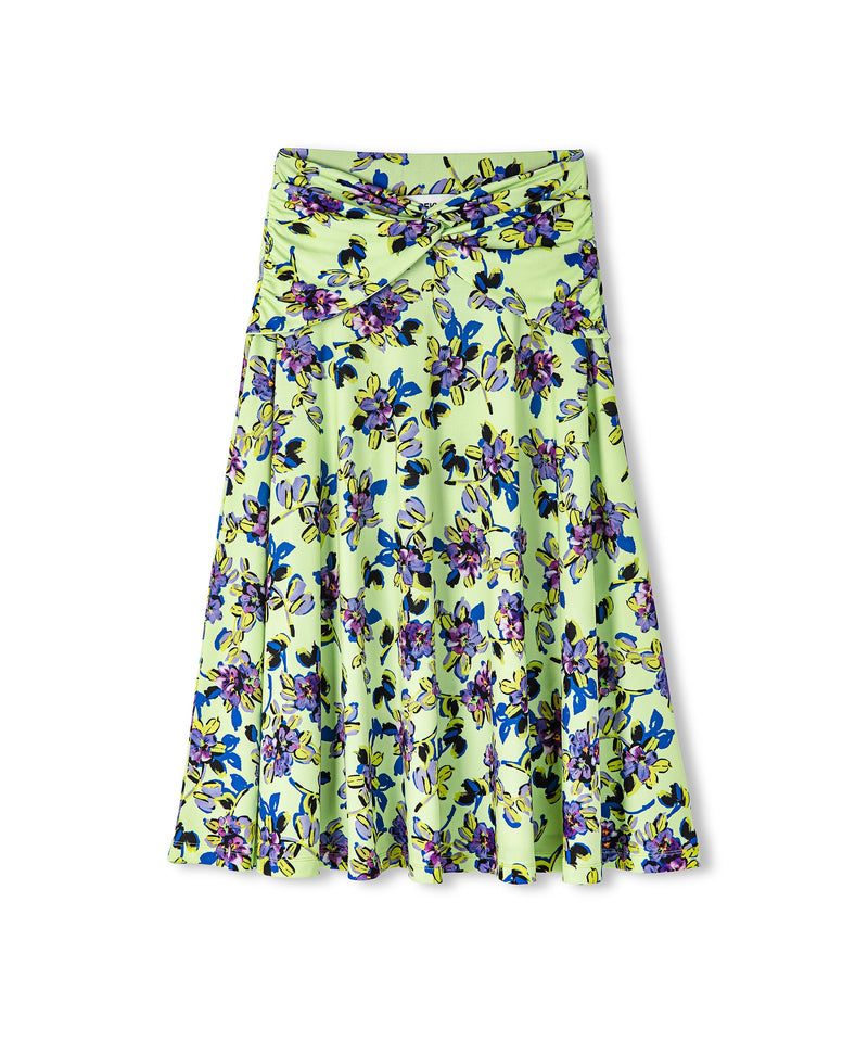 Ipekyol Floral Print Skirt With Twist Detailed Lime