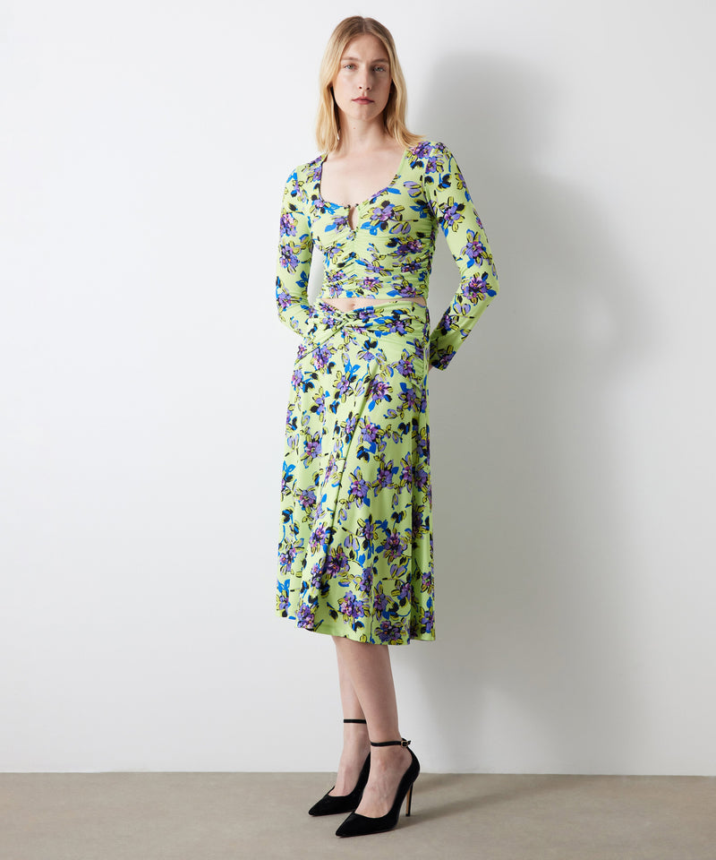 Ipekyol Floral Print Skirt With Twist Detailed Lime