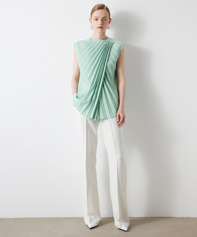 Ipekyol Pleated Asymmetrical Blouse Light Green