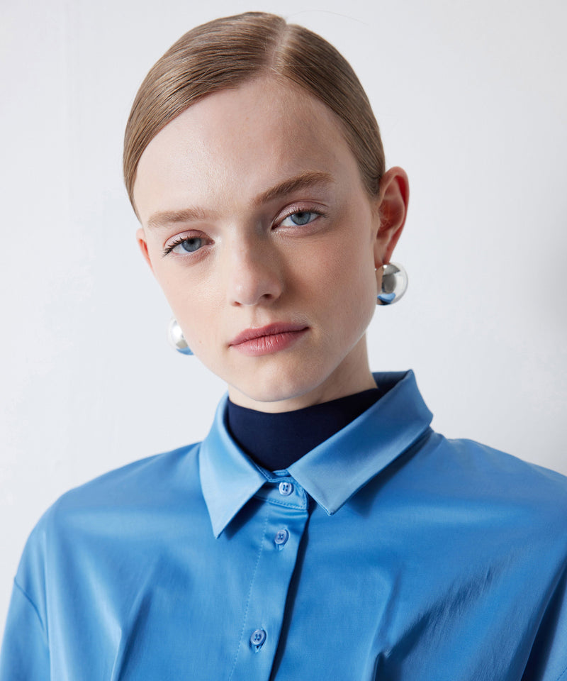 Ipekyol Solid Crop Waist Blouse Blue