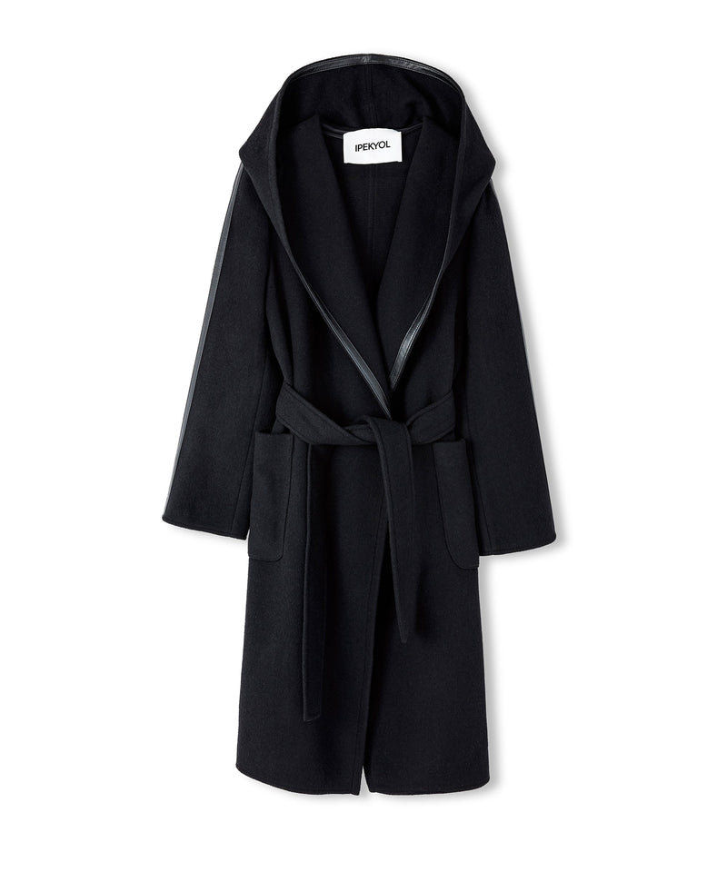 Ipekyol Hooded Cashmere Belted Coat Black