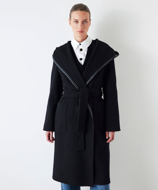 Ipekyol Hooded Cashmere Belted Coat Black