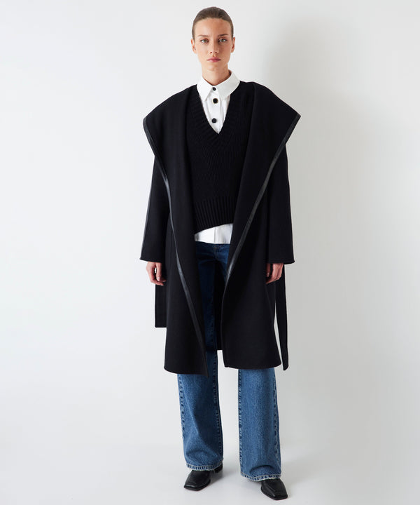 Ipekyol Hooded Cashmere Belted Coat Black