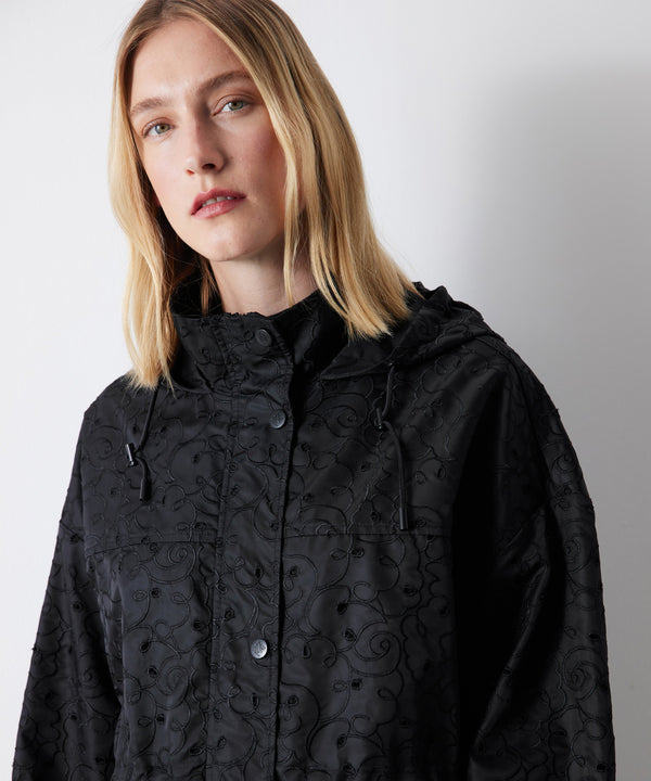 Ipekyol Embroidered Technical Fabric Top Coat Black