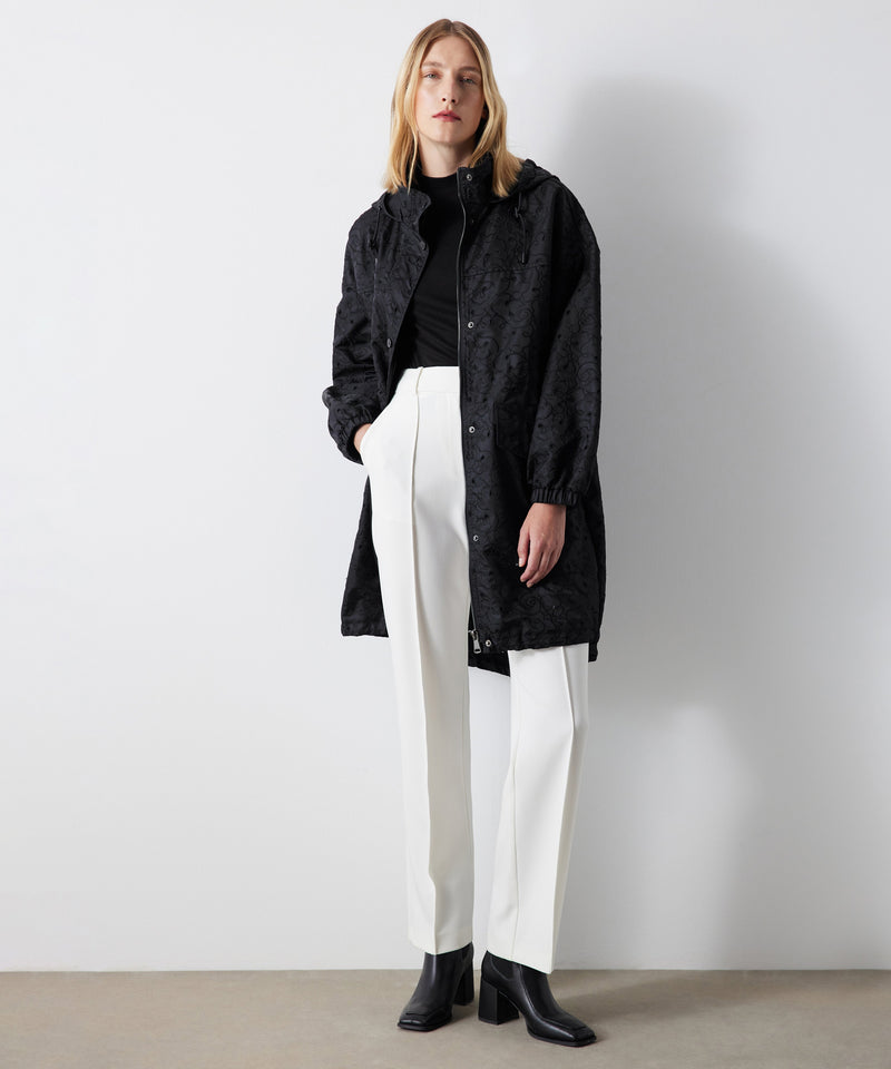 Ipekyol Embroidered Technical Fabric Top Coat Black