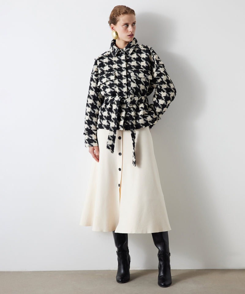 Ipekyol Hounds Tooth Pattern Coat White