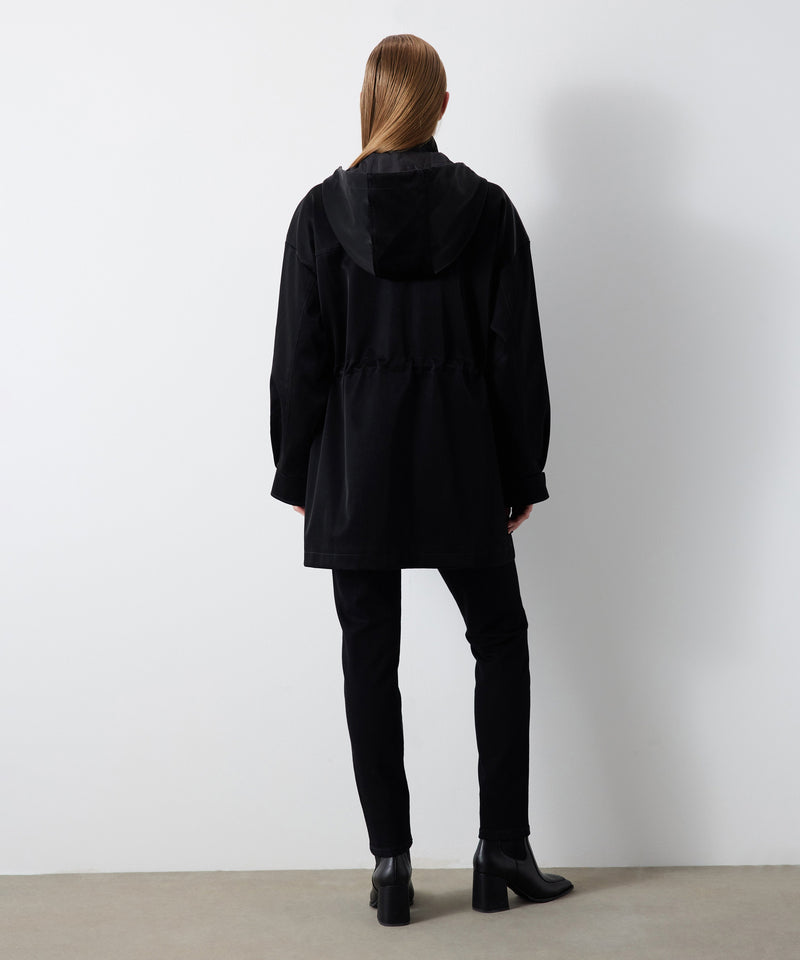 Ipekyol Shiny Textured Hooded Coat Black