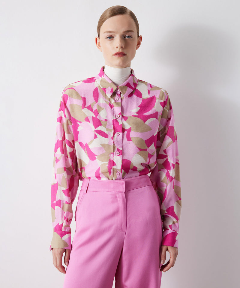 Ipekyol Patterned Oversize Shirt Pink