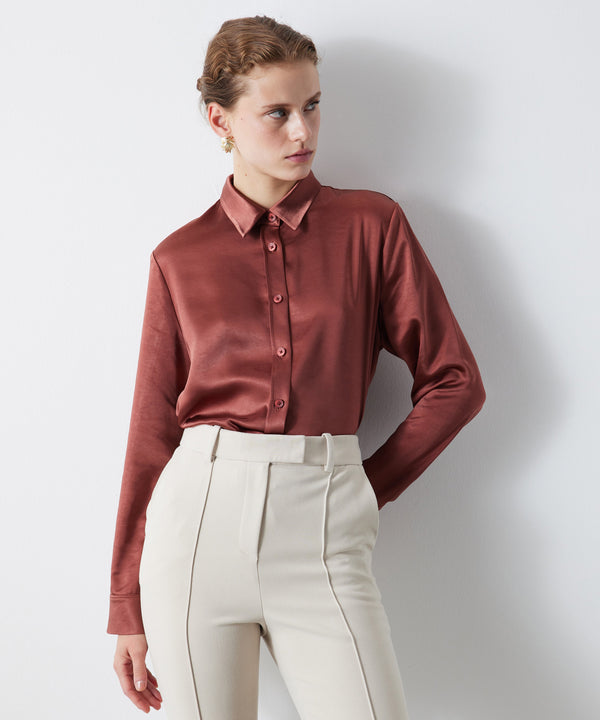 Ipekyol Shiny Textured Shirt Terracotta