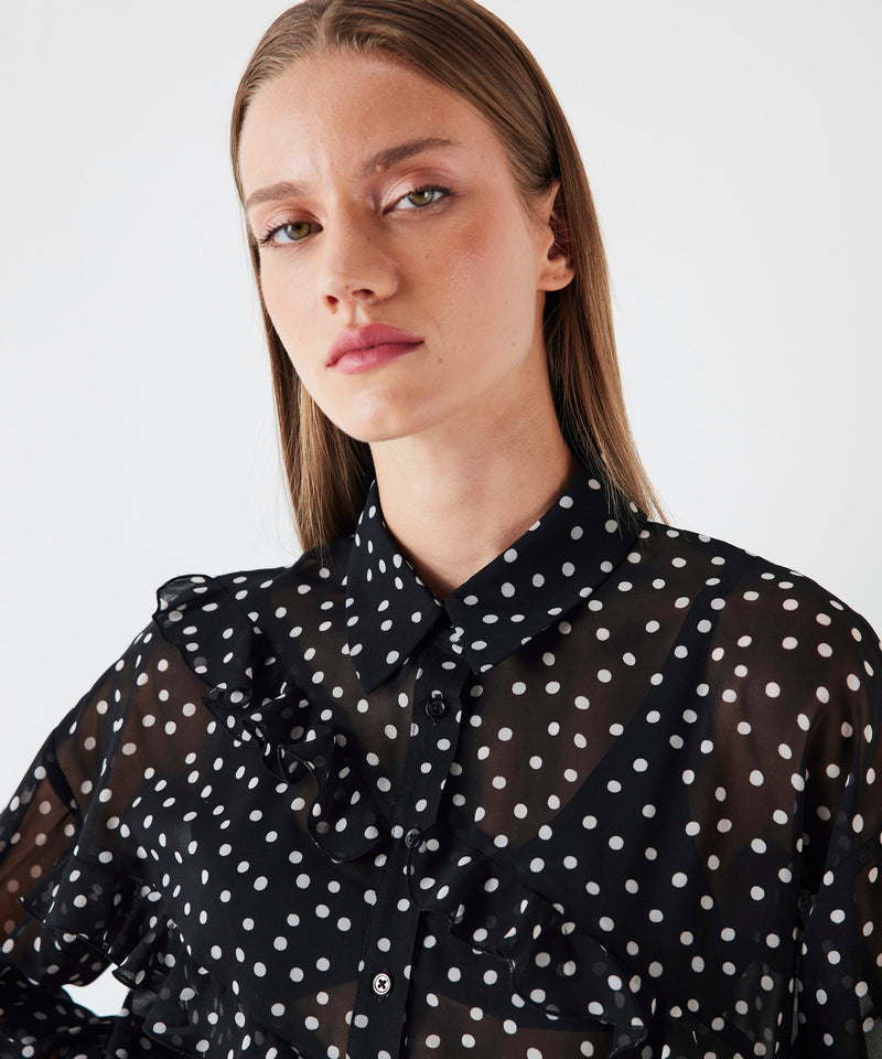 Ipekyol Polka Dot Pattern Transparent Shirt Black