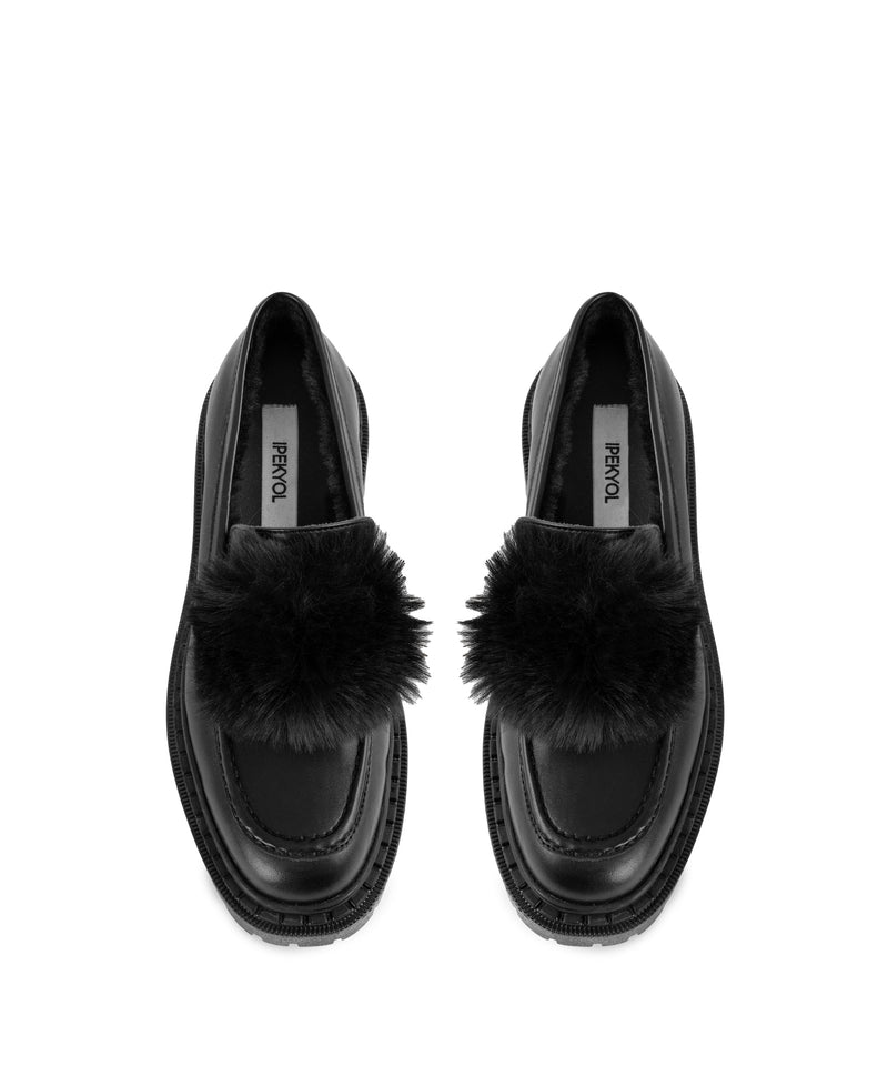 Ipekyol Faux Fur Moccasin Black