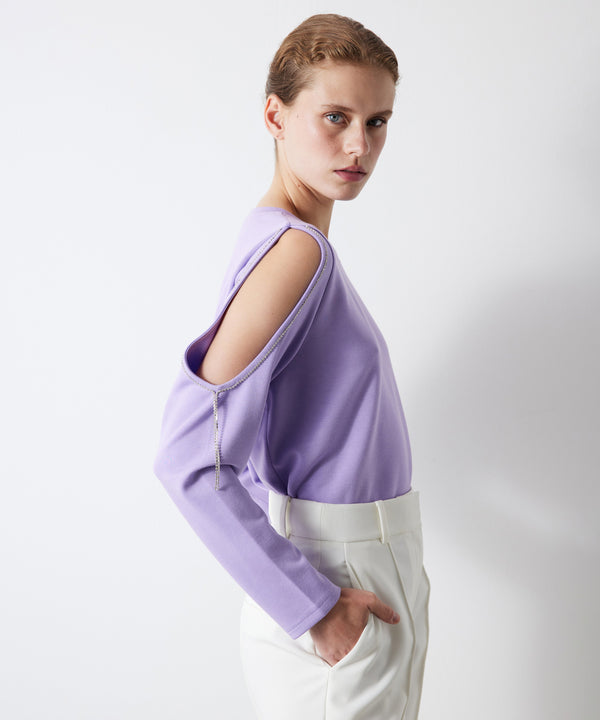 Ipekyol Stone Striped Cutout Sweatshirt Lilac