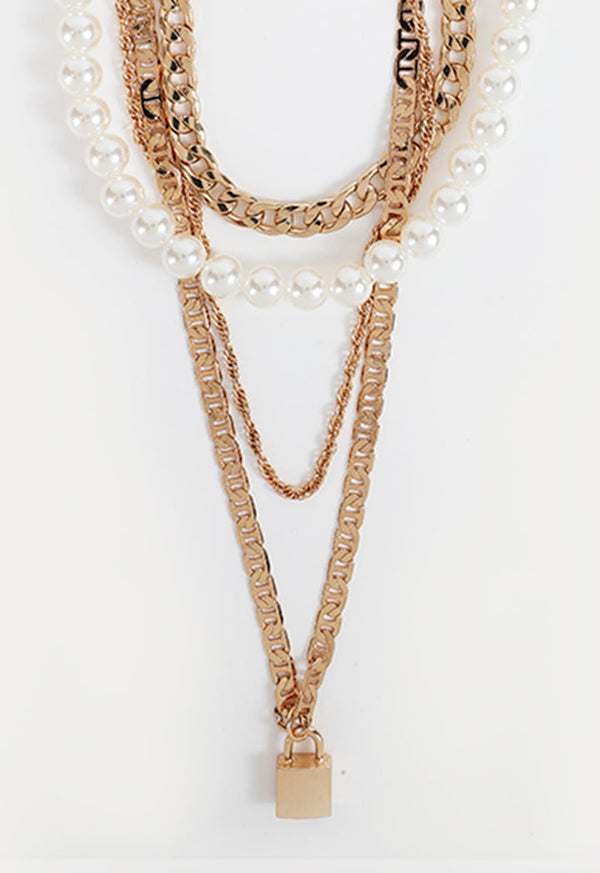 Choice Multi Layer With Beads Necklace Gold