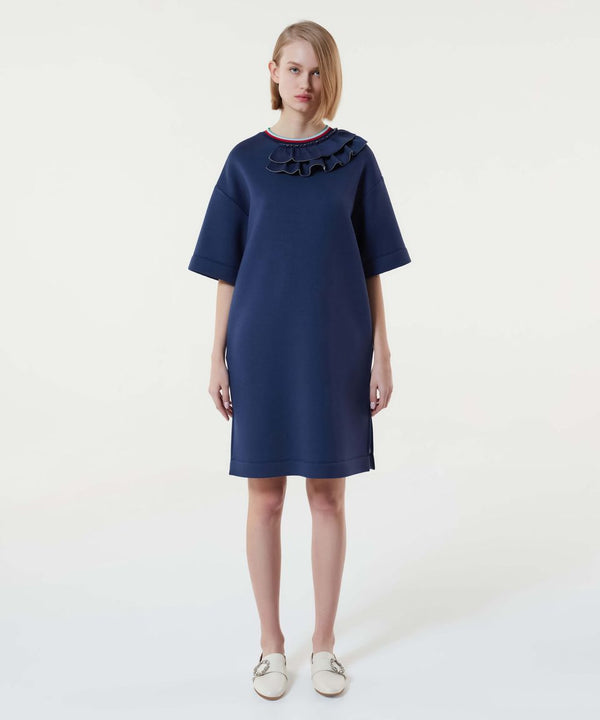 Machka Ruffle-Collar Detail Dress Navy