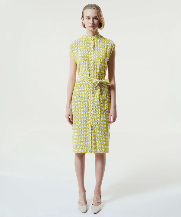 Machka Printed Belted Dress Yellow