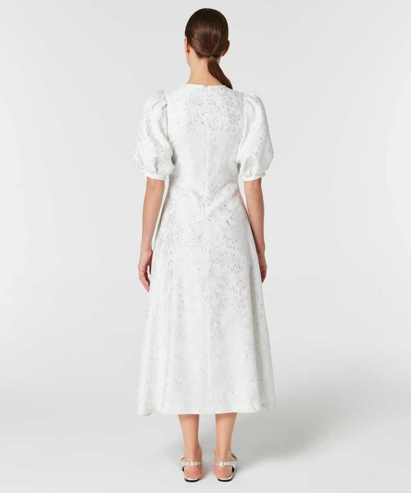 Machka Lurex Balloon Sleeve Dress White