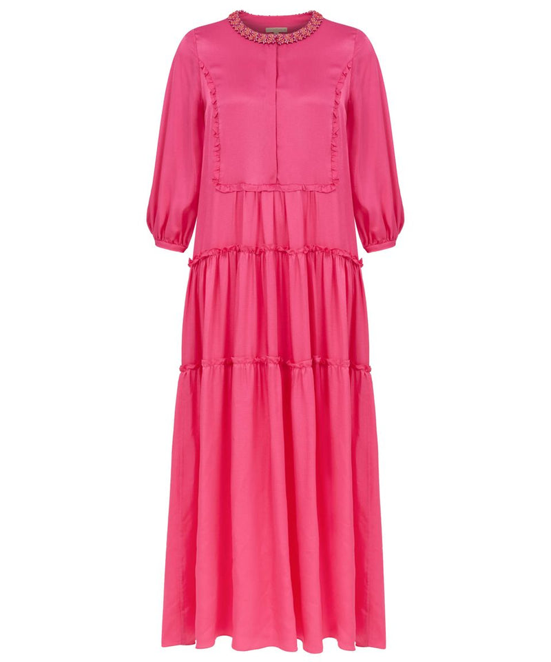 Machka Jewel Neck Maxi Dress Fuschia