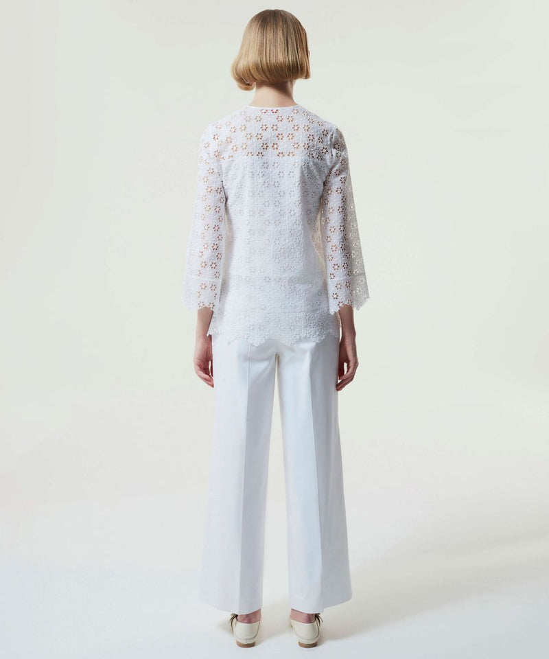 Machka Die Cut Embroidered Blouse White