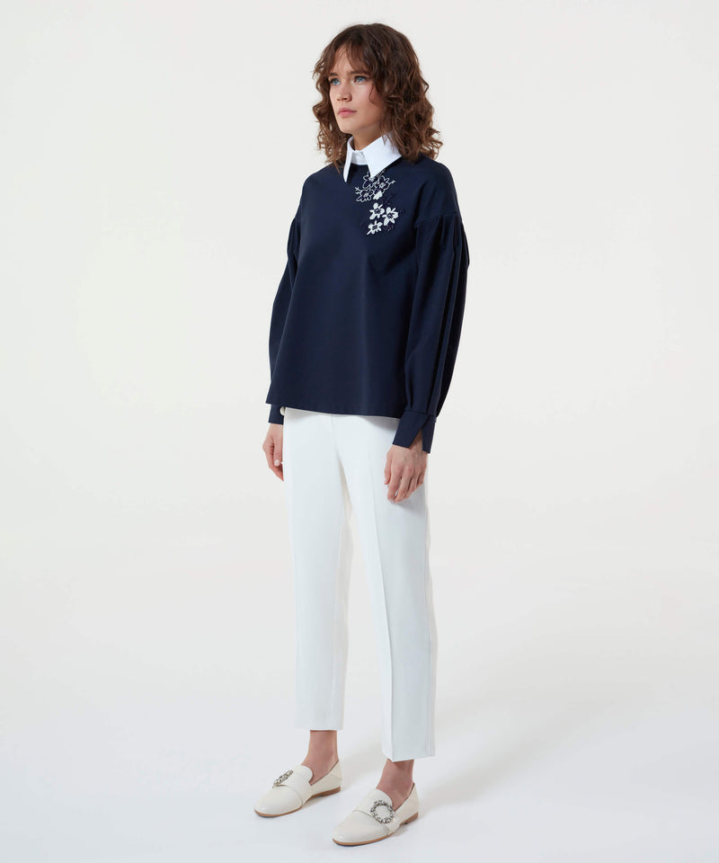 Machka Flower-Embellished Knitwear Navy Blue