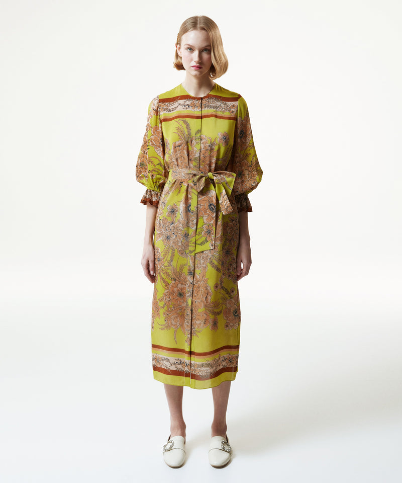 Machka Printed Belted Maxi Dress Pistachio Green