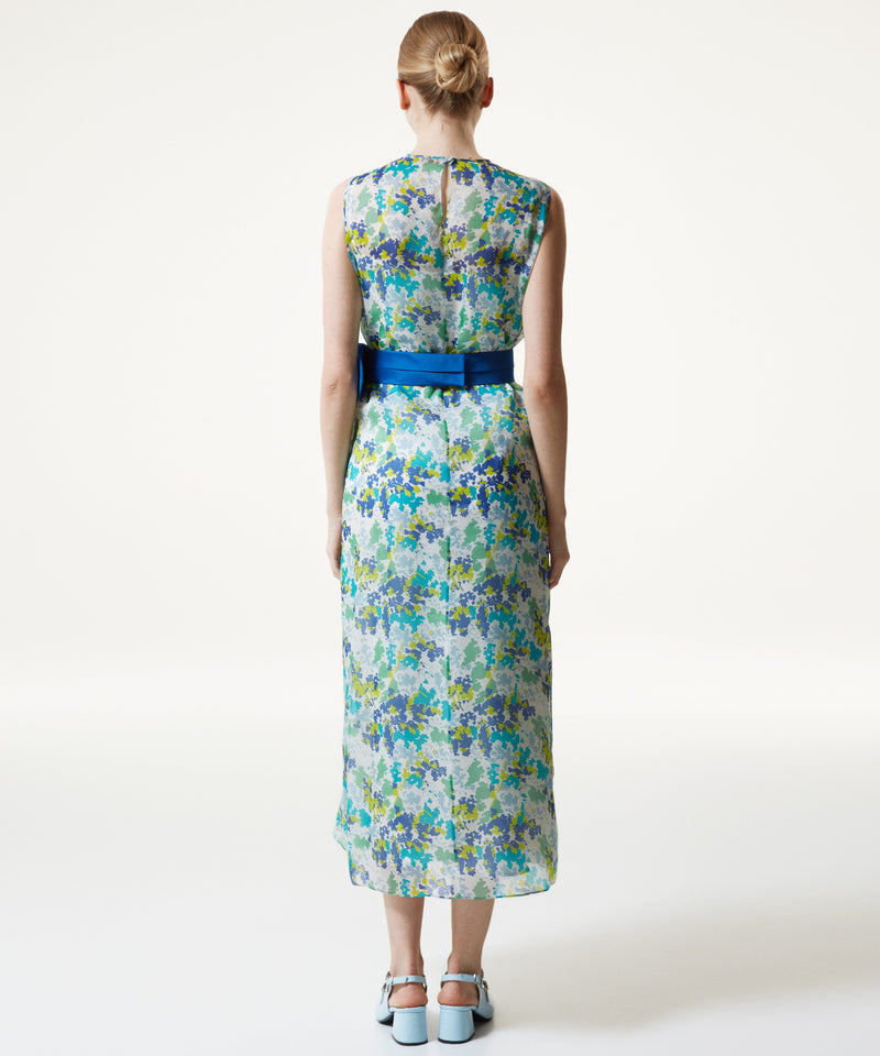 Machka Abstract Pattern Dress With Bow Turquoise