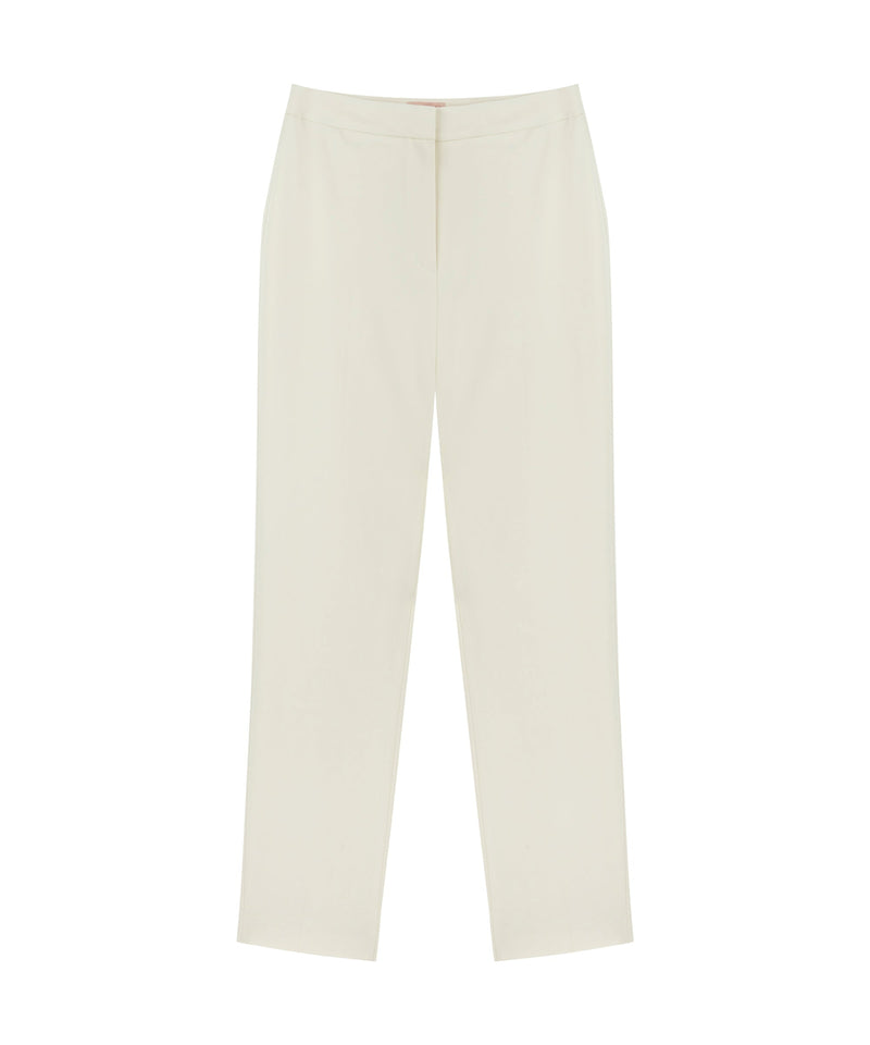 Machka Solid High Waist Trousers Off White