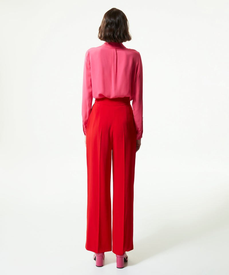 Machka Flowy Crepe Trousers Red