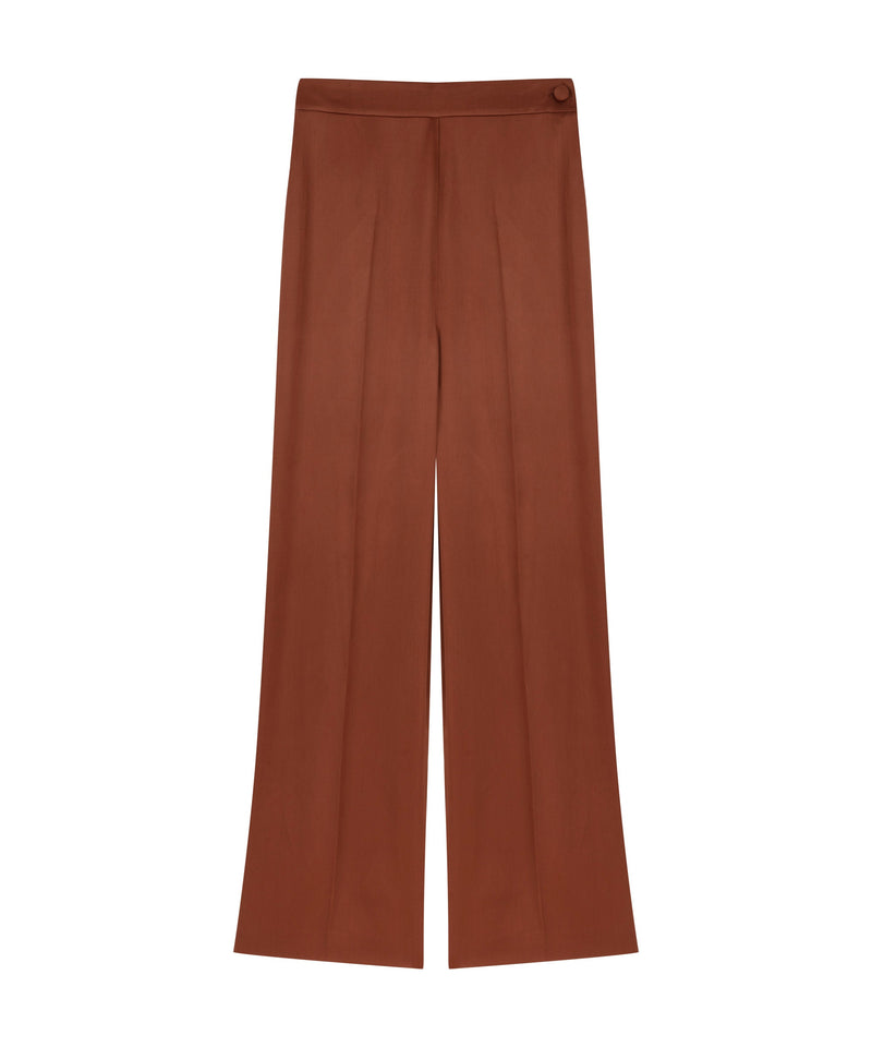 Machka Shiny Textured Wide Leg Fit Trousers Brown