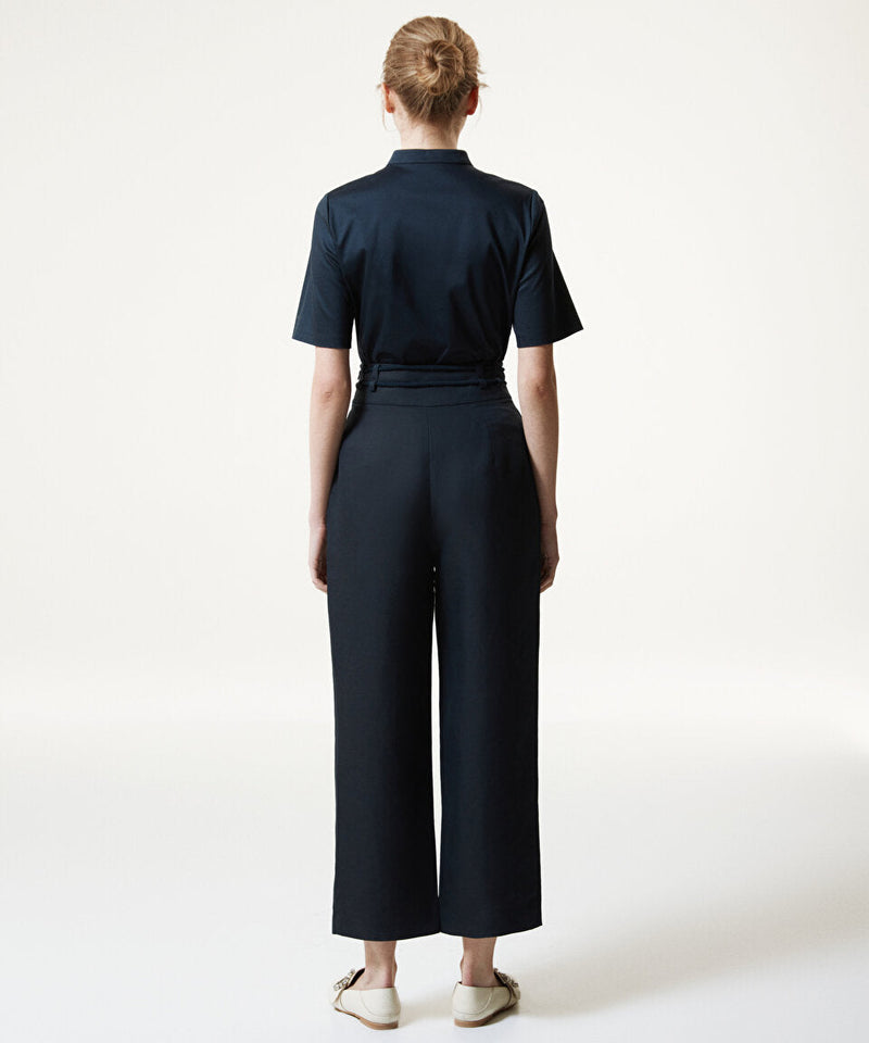 Machka High Waist Trousers With Rope Belt Navy Blue