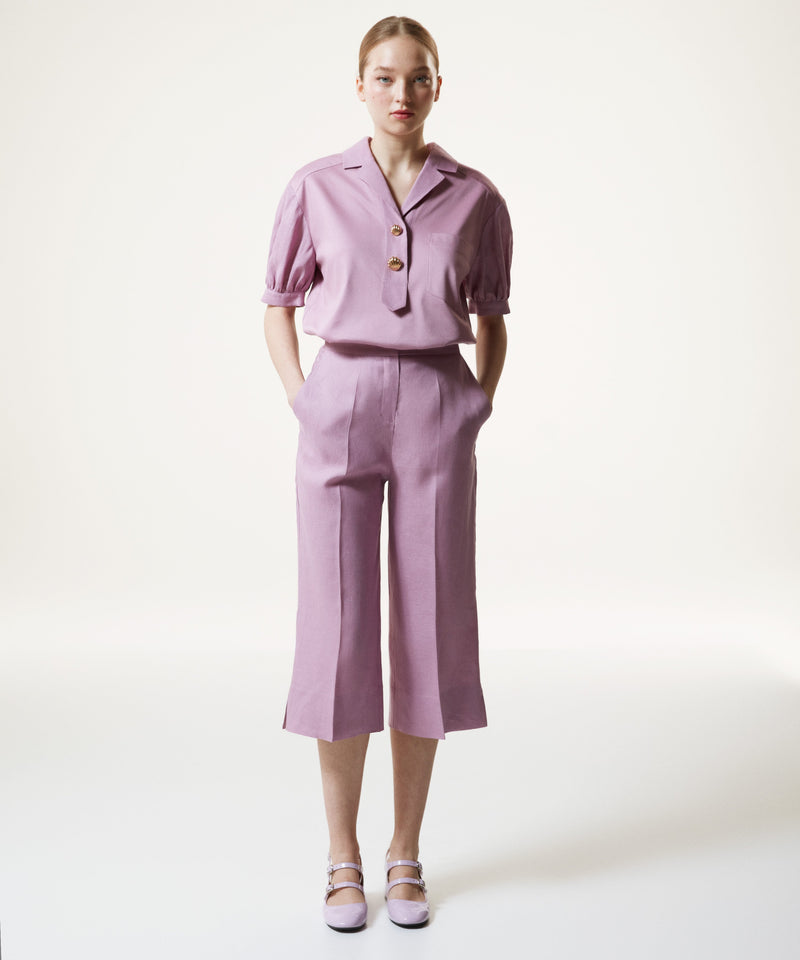 Machka Straight Fit Linen Trousers Lilac