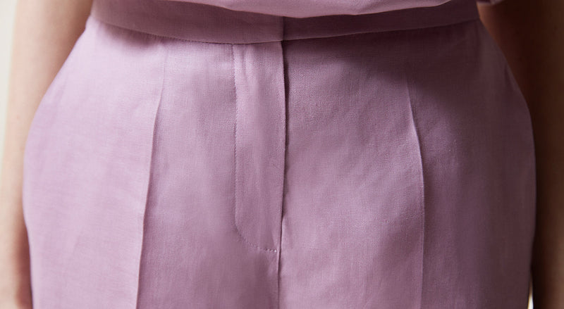 Machka Straight Fit Linen Trousers Lilac