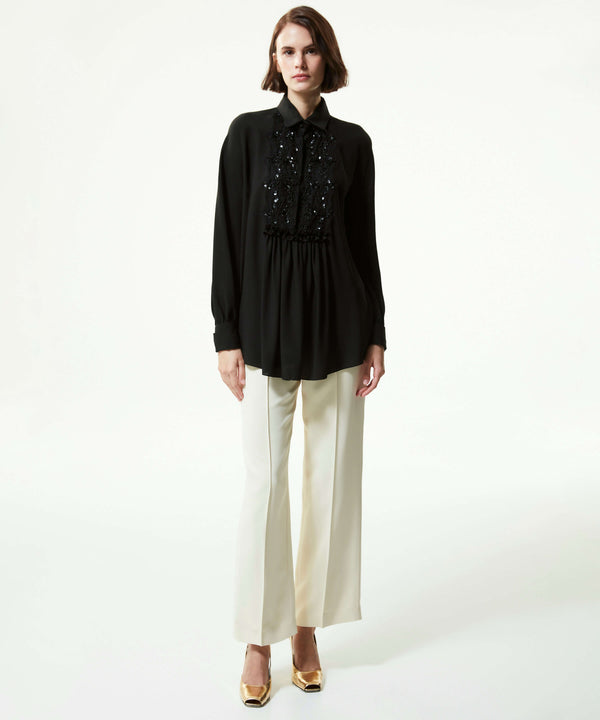 Machka Sequin-Embroidered Lace Garnet Blouse Black