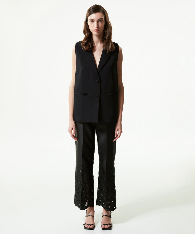 Machka Mono Collar Vest With Back Detail Black