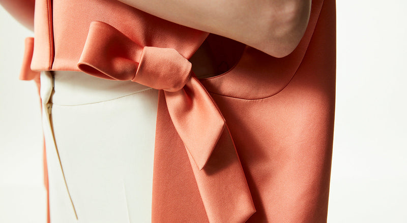 Machka Bow Tie Overcoat With Asymmetric Hem Salmon