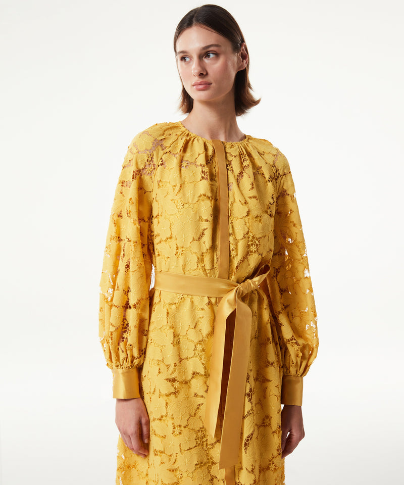 Machka Belted Scallop Dress Yellow