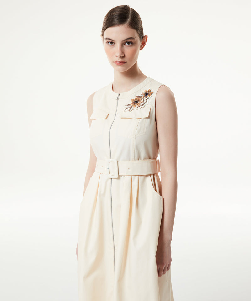 Machka Belted Gabardine Dress Ecru