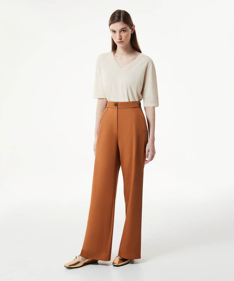 Machka Wide Cut Button Accessory Trousers Camel