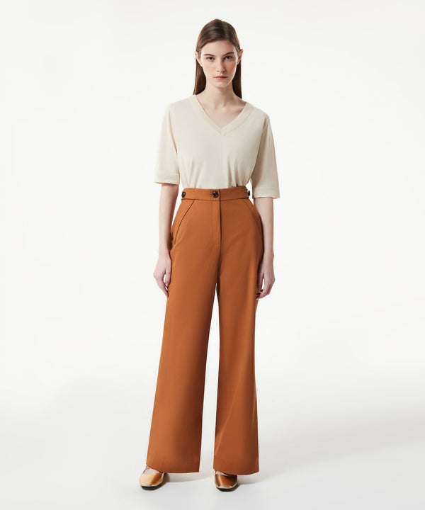 Machka Wide Cut Button Accessory Trousers Camel