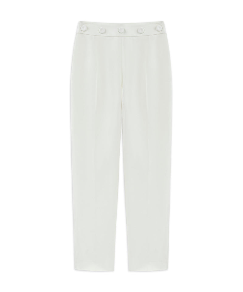 Machka Crepe Trousers With Button Accessories White