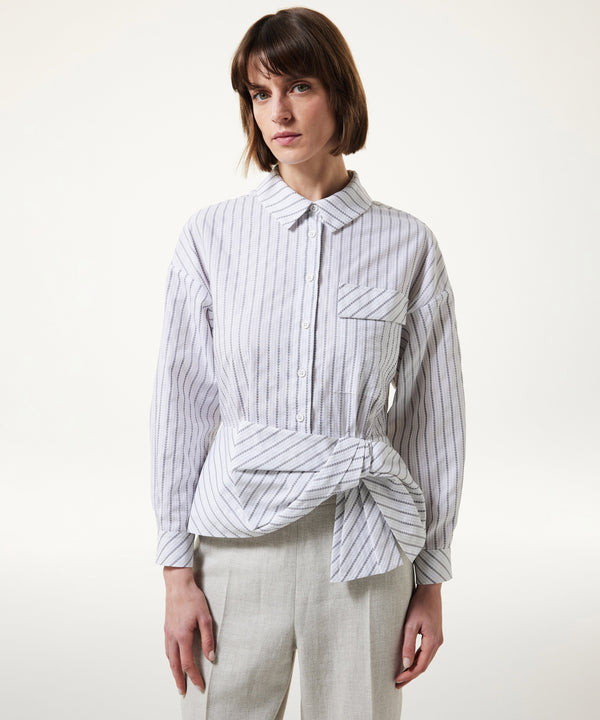 Machka Line Pattern Textured Shirt Grey