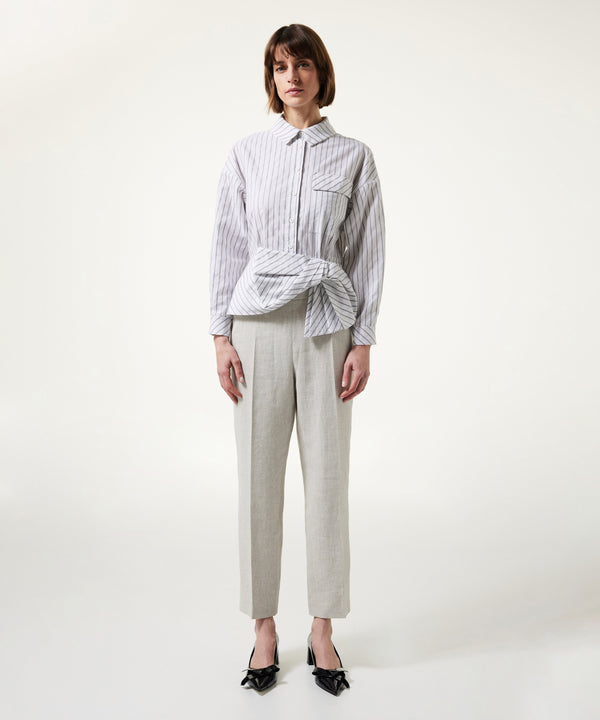 Machka Line Pattern Textured Shirt Grey