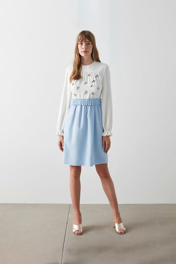 Machka Stone-Embroidered Dress Off White