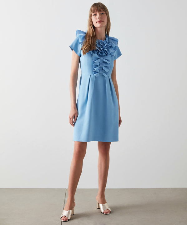 Machka Ruffle With Bow Detail Dress Blue