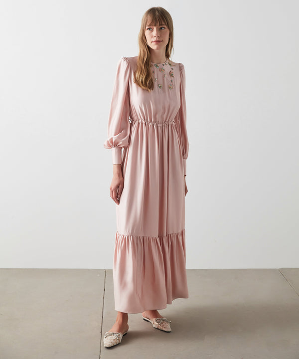 Machka Bead-Embellished Maxi Dress Powder