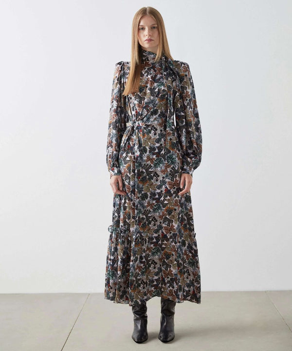 Machka Printed Collar Detail Dress Powder