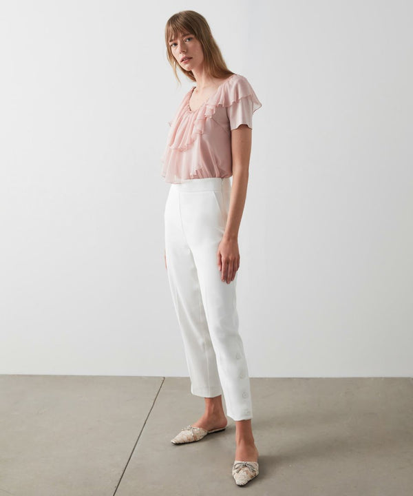 Machka Button Detail Trouser Off White